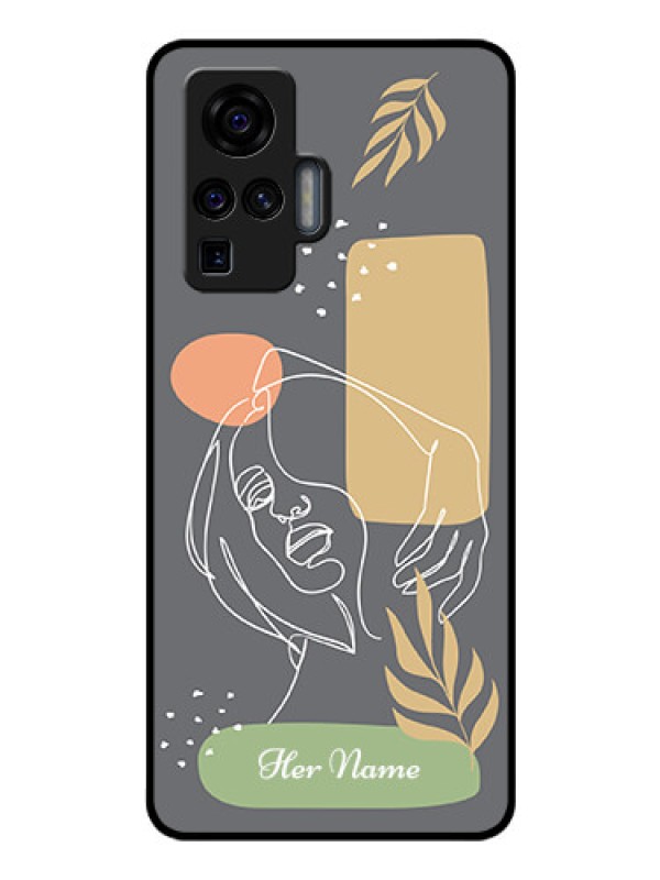 Custom Vivo X50 Pro 5G Custom Glass Phone Case - Gazing Woman line art Design