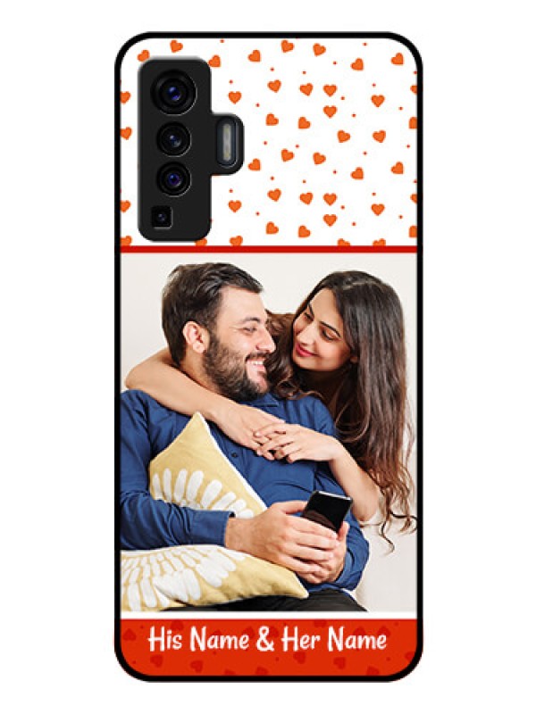 Custom Vivo X50 Custom Glass Phone Case - Orange Love Symbol Design