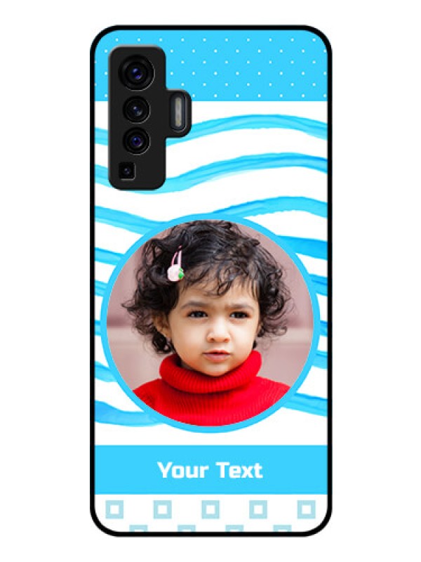 Custom Vivo X50 Custom Glass Phone Case - Simple Blue Case Design