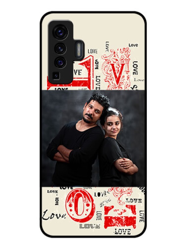 Custom Vivo X50 Photo Printing on Glass Case - Trendy Love Design Case