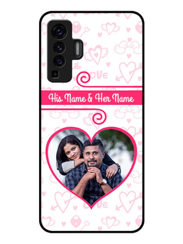 Custom Vivo X50 Personalized Glass Phone Case - Heart Shape Love Design