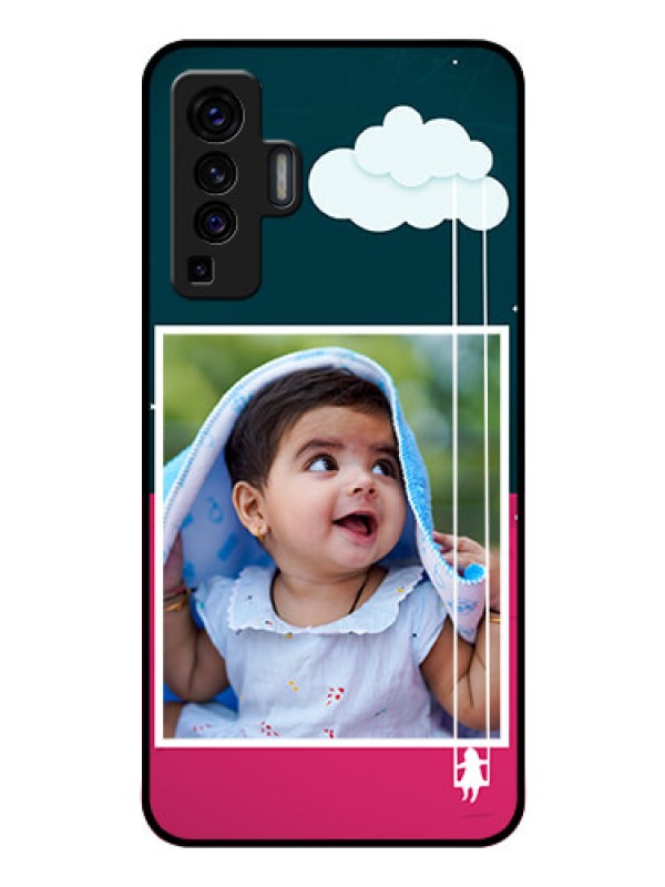 Custom Vivo X50 Custom Glass Phone Case - Cute Girl with Cloud Design