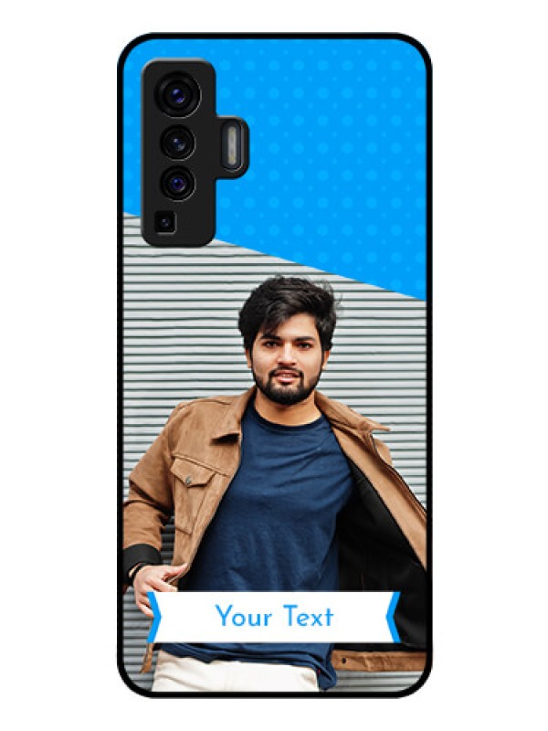 Custom Vivo X50 Photo Printing on Glass Case - Simple Blue Color Design