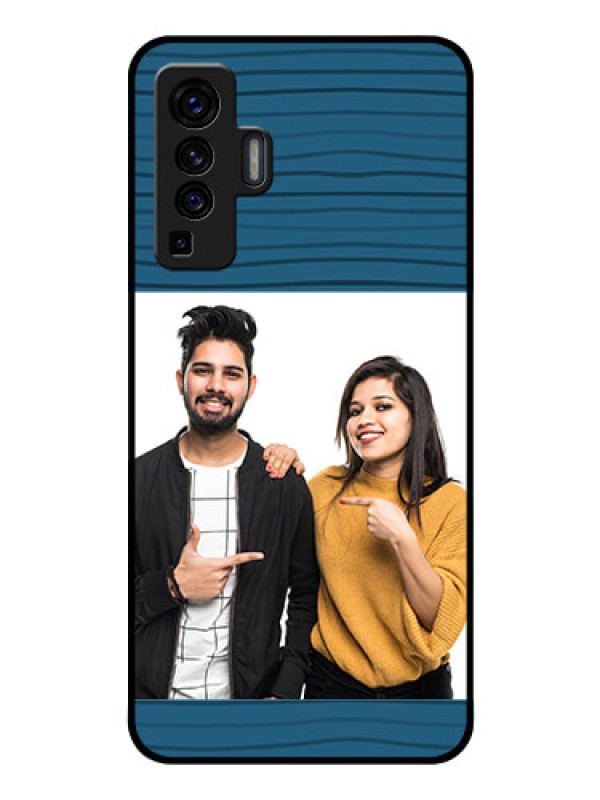 Custom Vivo X50 Custom Glass Phone Case - Blue Pattern Cover Design