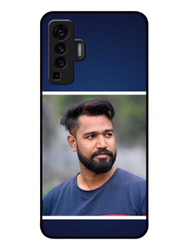 Custom Vivo X50 Personalized Glass Phone Case - Simple Royal Blue Design