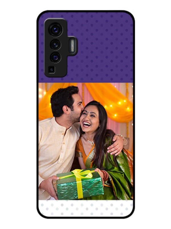 Custom Vivo X50 Personalized Glass Phone Case - Violet Pattern Design