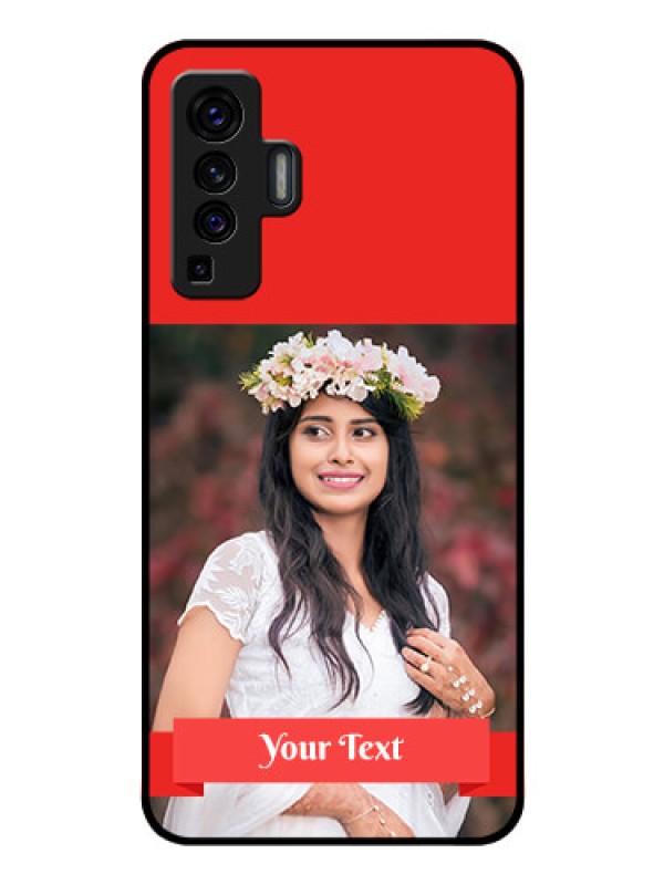 Custom Vivo X50 Custom Glass Phone Case - Simple Red Color Design