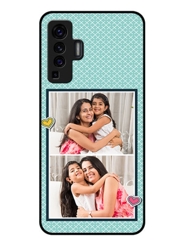 Custom Vivo X50 Custom Glass Phone Case - 2 Image Holder with Pattern Design