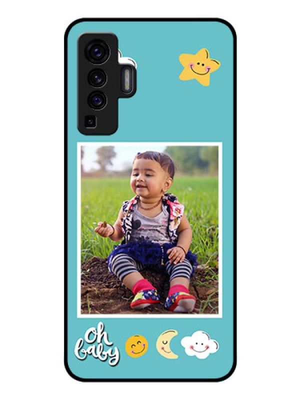 Custom Vivo X50 Personalized Glass Phone Case - Smiley Kids Stars Design
