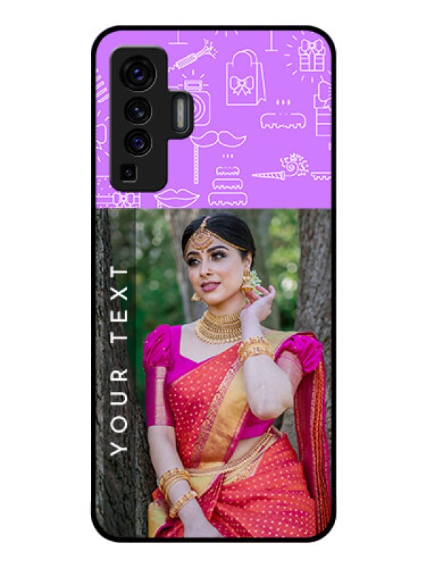 Custom Vivo X50 Custom Glass Mobile Case - Birthday Icons Design