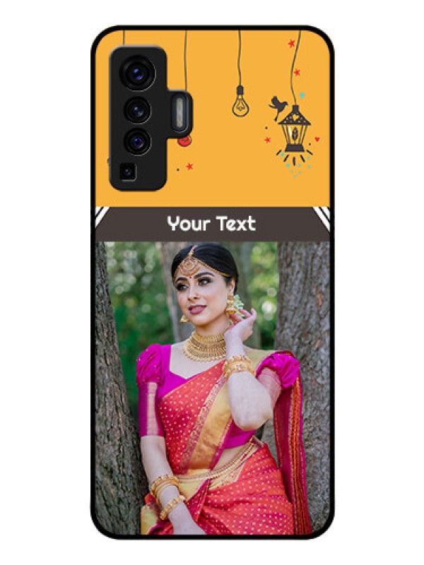 Custom Vivo X50 Custom Glass Mobile Case - with Family Picture and Icons 