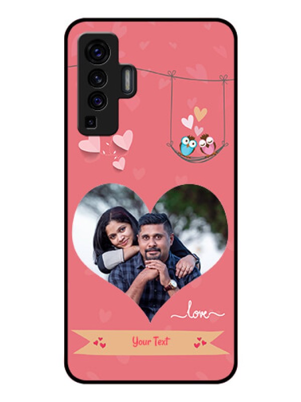 Custom Vivo X50 Personalized Glass Phone Case - Peach Color Love Design 