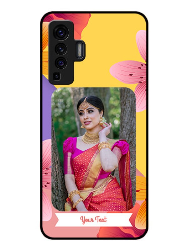 Custom Vivo X50 Custom Glass Mobile Case - 3 Image With Vintage Floral Design