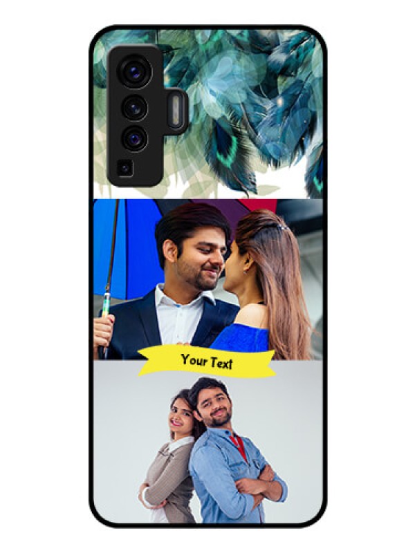 Custom Vivo X50 Personalized Glass Phone Case - Image with Boho Peacock Feather Design