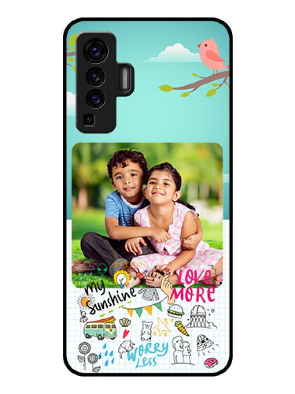 Custom Vivo X50 Photo Printing on Glass Case - Doodle love Design