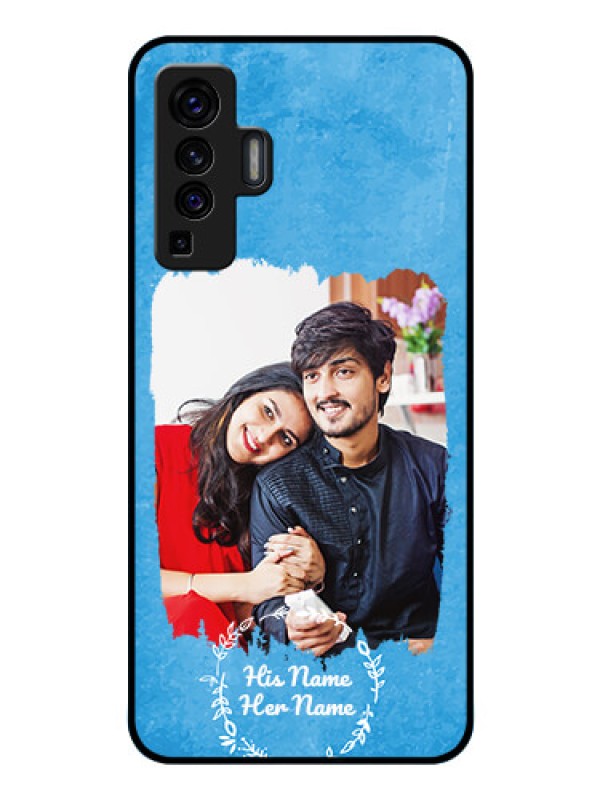 Custom Vivo X50 Custom Glass Phone Case - Blue Color Vintage Design