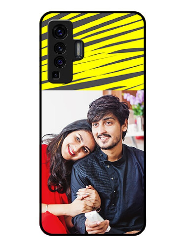 Custom Vivo X50 Photo Printing on Glass Case - Yellow Abstract Design