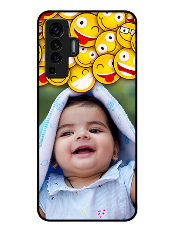 Custom Vivo X50 Custom Glass Mobile Case - with Smiley Emoji Design