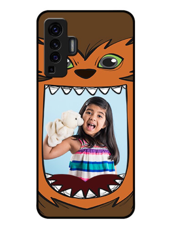 Custom Vivo X50 Photo Printing on Glass Case - Owl Monster Back Case Design