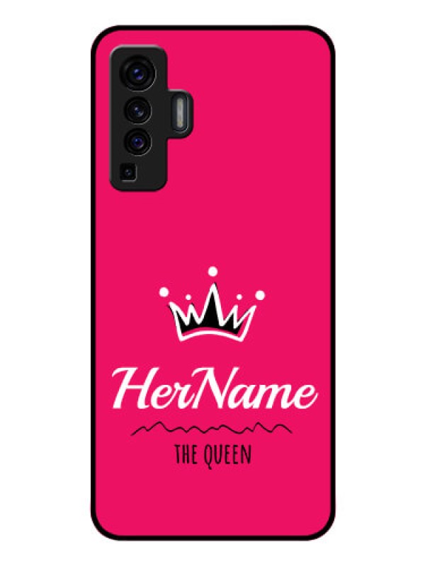 Custom Vivo X50 Glass Phone Case Queen with Name
