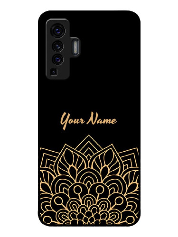 Custom Vivo X50 Custom Glass Phone Case - Golden mandala Design