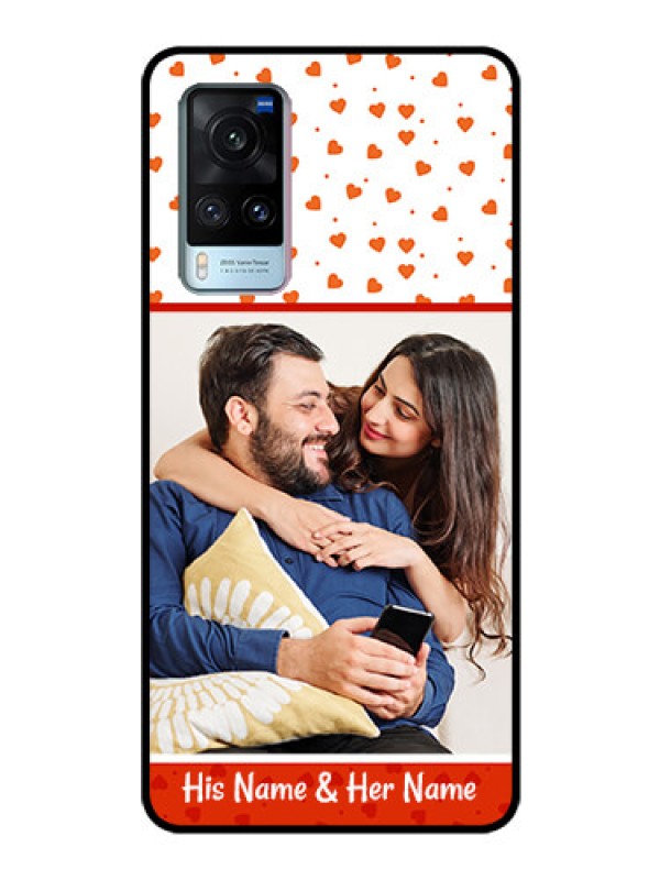 Custom Vivo X60 Custom Glass Phone Case - Orange Love Symbol Design
