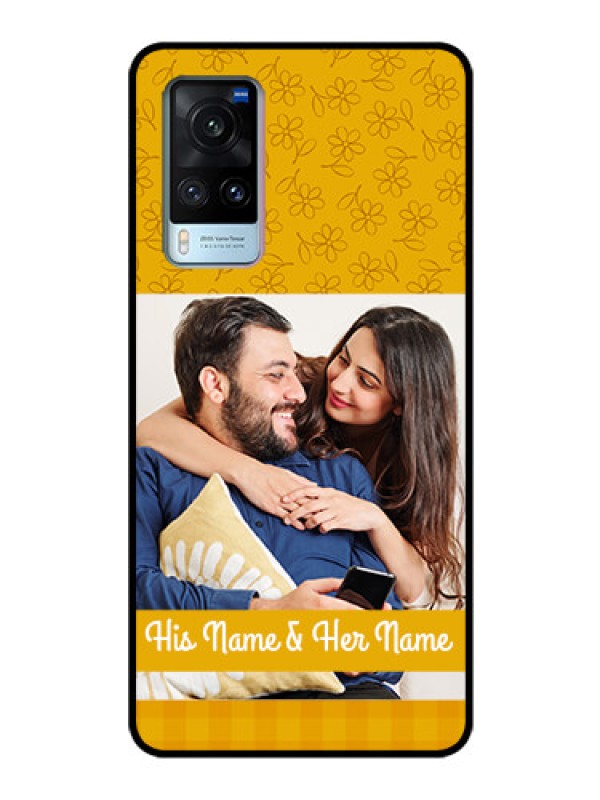 Custom Vivo X60 Custom Glass Mobile Case - Yellow Floral Design