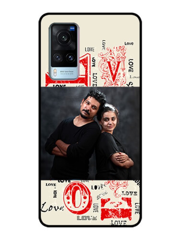 Custom Vivo X60 Photo Printing on Glass Case - Trendy Love Design Case