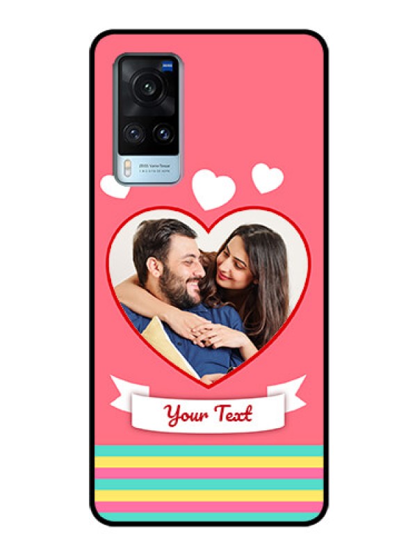 Custom Vivo X60 Photo Printing on Glass Case - Love Doodle Design
