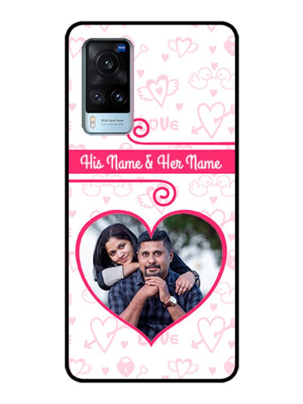 Custom Vivo X60 Personalized Glass Phone Case - Heart Shape Love Design