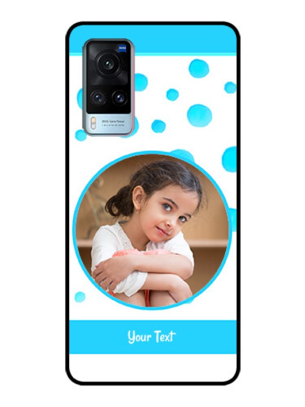 Custom Vivo X60 Photo Printing on Glass Case - Blue Bubbles Pattern Design