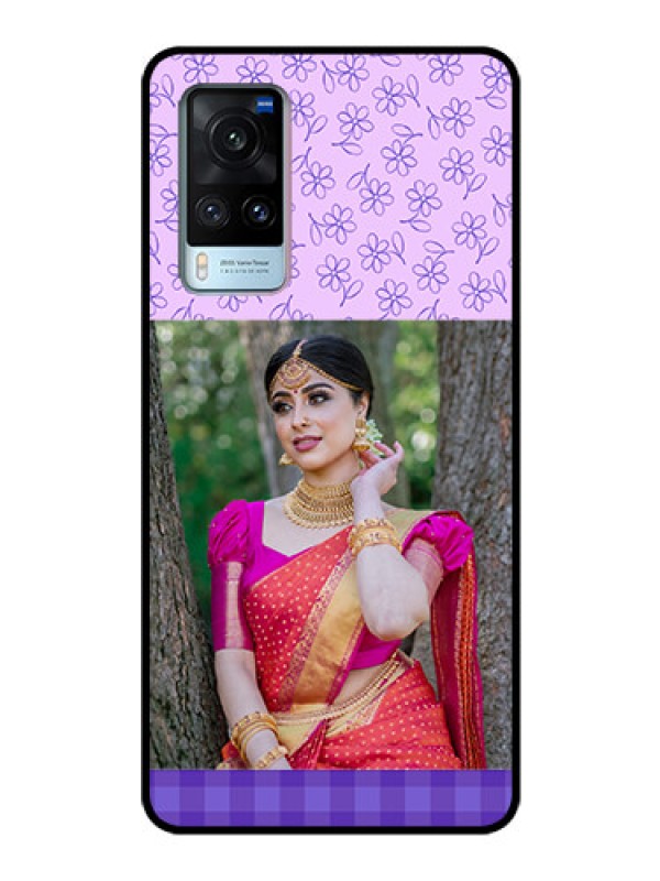 Custom Vivo X60 Custom Glass Phone Case - Purple Floral Design