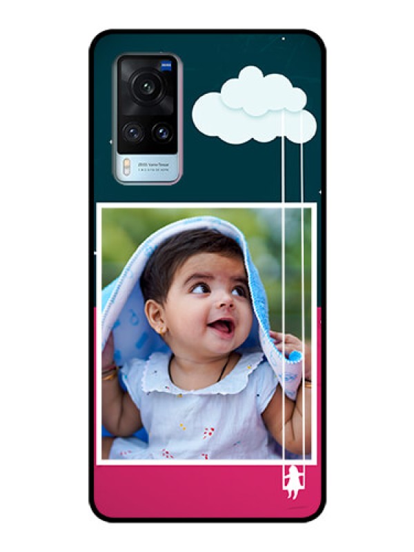 Custom Vivo X60 Custom Glass Phone Case - Cute Girl with Cloud Design