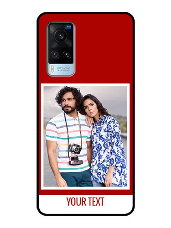 Custom Vivo X60 Personalized Glass Phone Case - Simple Red Color Design
