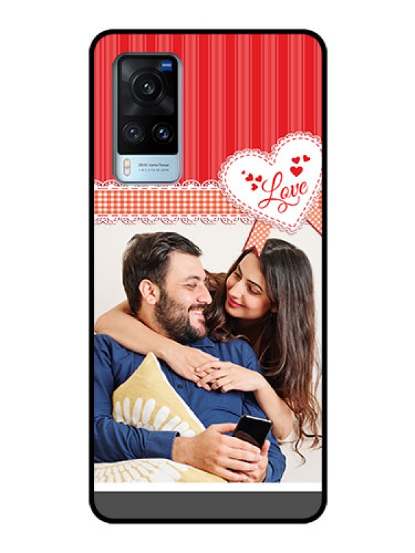 Custom Vivo X60 Custom Glass Mobile Case - Red Love Pattern Design