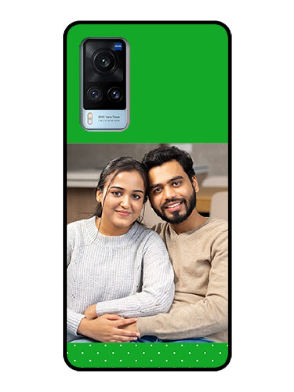 Custom Vivo X60 Personalized Glass Phone Case - Green Pattern Design
