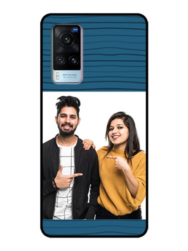 Custom Vivo X60 Custom Glass Phone Case - Blue Pattern Cover Design