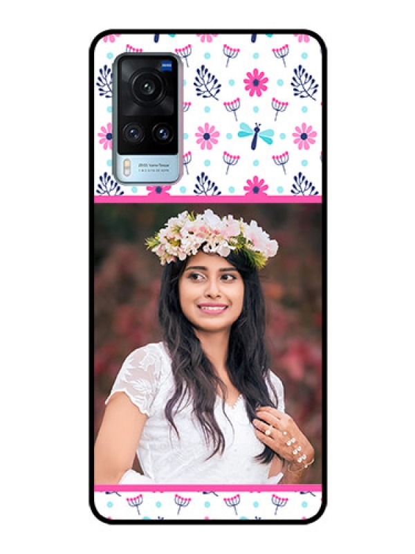 Custom Vivo X60 Photo Printing on Glass Case - Colorful Flower Design