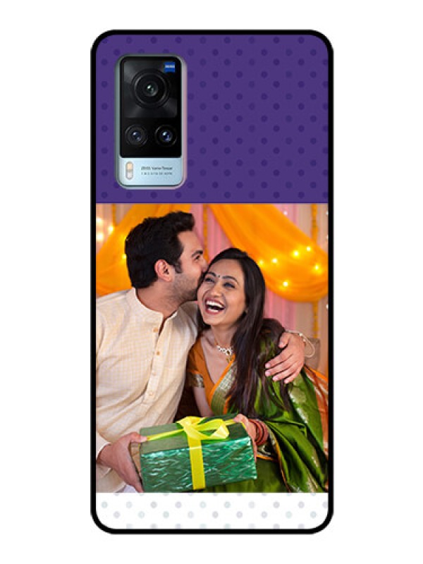 Custom Vivo X60 Personalized Glass Phone Case - Violet Pattern Design