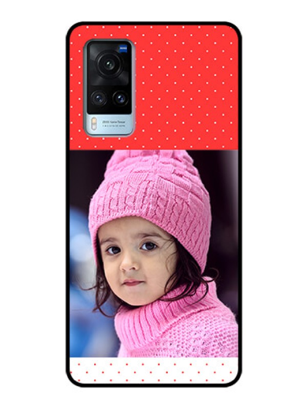 Custom Vivo X60 Photo Printing on Glass Case - Red Pattern Design
