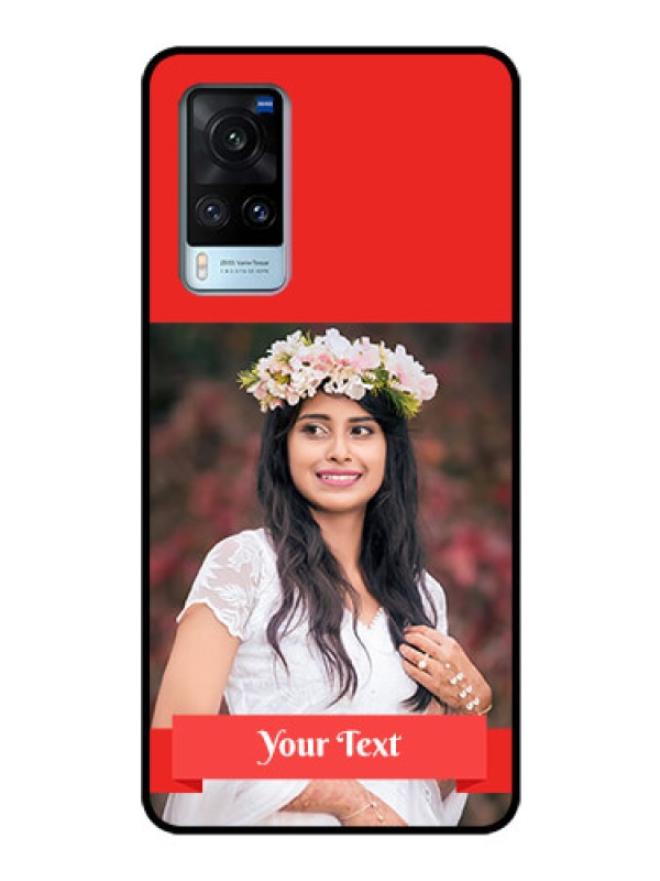Custom Vivo X60 Custom Glass Phone Case - Simple Red Color Design