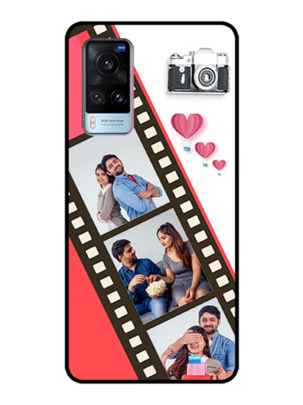 Custom Vivo X60 Personalized Glass Phone Case - 3 Image Holder with Film Reel