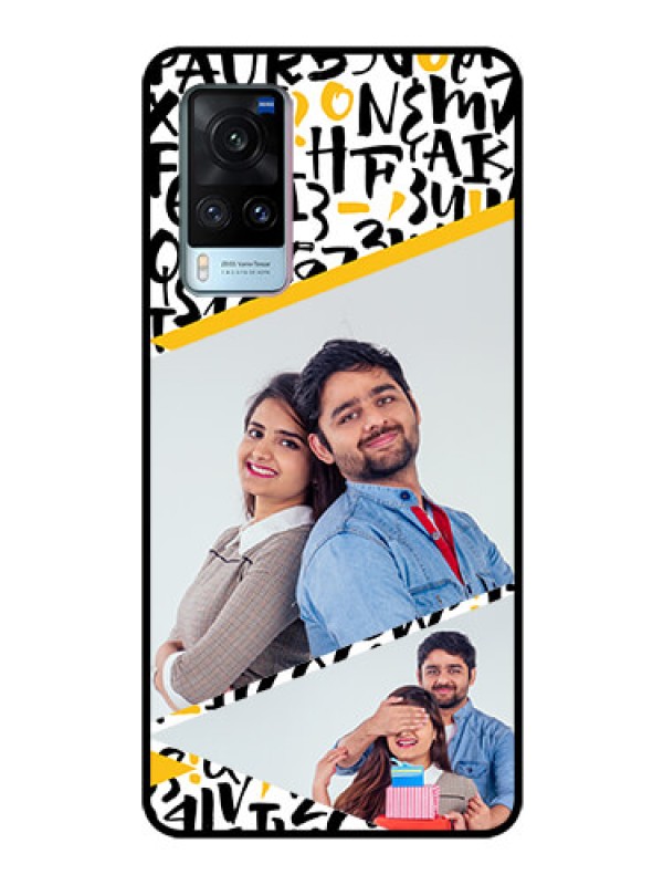 Custom Vivo X60 Custom Glass Mobile Case - Letters Pattern Design