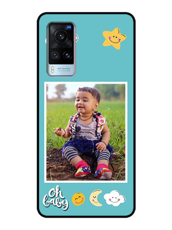 Custom Vivo X60 Personalized Glass Phone Case - Smiley Kids Stars Design