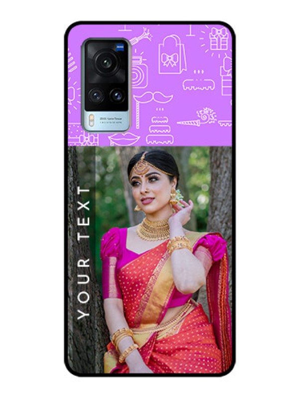 Custom Vivo X60 Custom Glass Mobile Case - Birthday Icons Design
