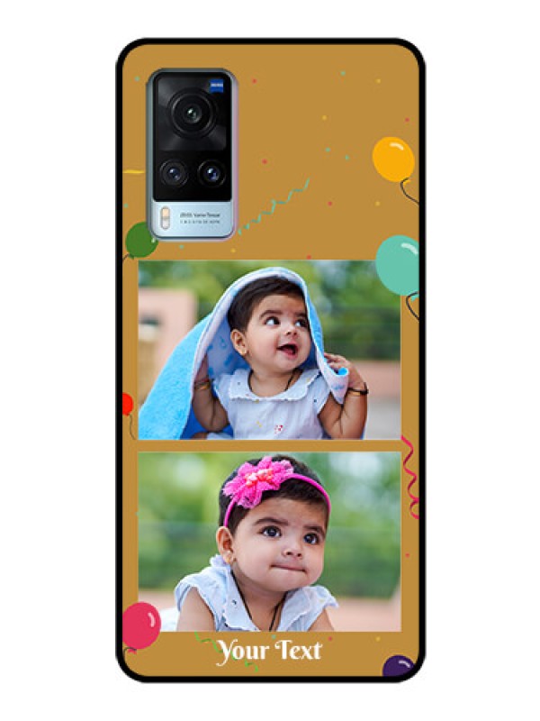 Custom Vivo X60 Personalized Glass Phone Case - Image Holder with Birthday Celebrations Design