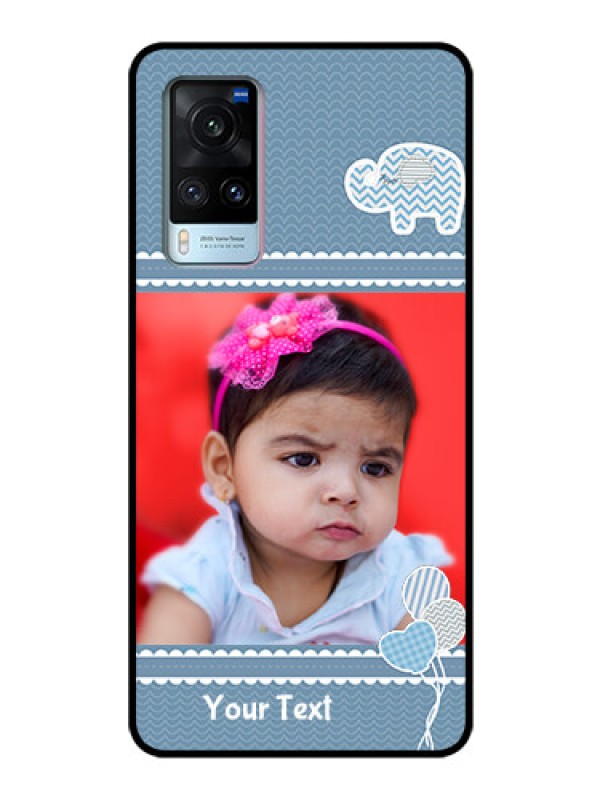 Custom Vivo X60 Photo Printing on Glass Case - with Kids Pattern Design
