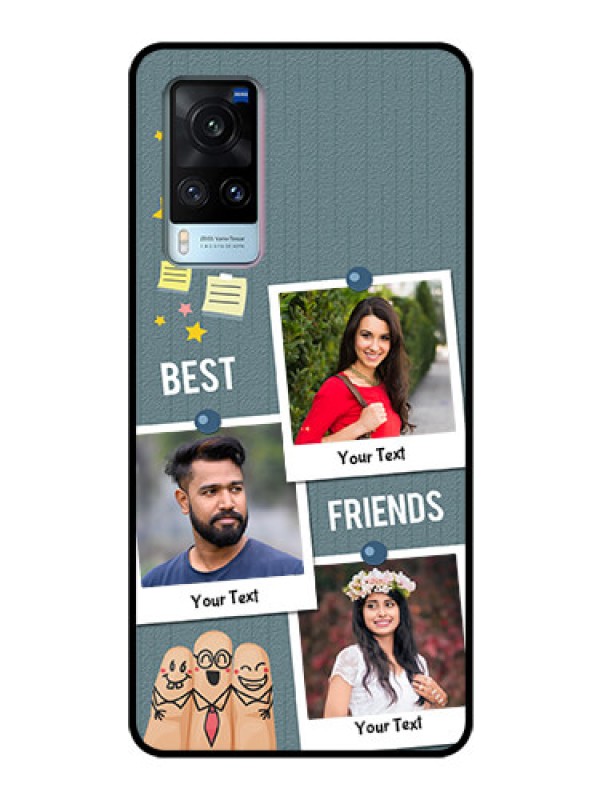 Custom Vivo X60 Personalized Glass Phone Case - Sticky Frames and Friendship Design