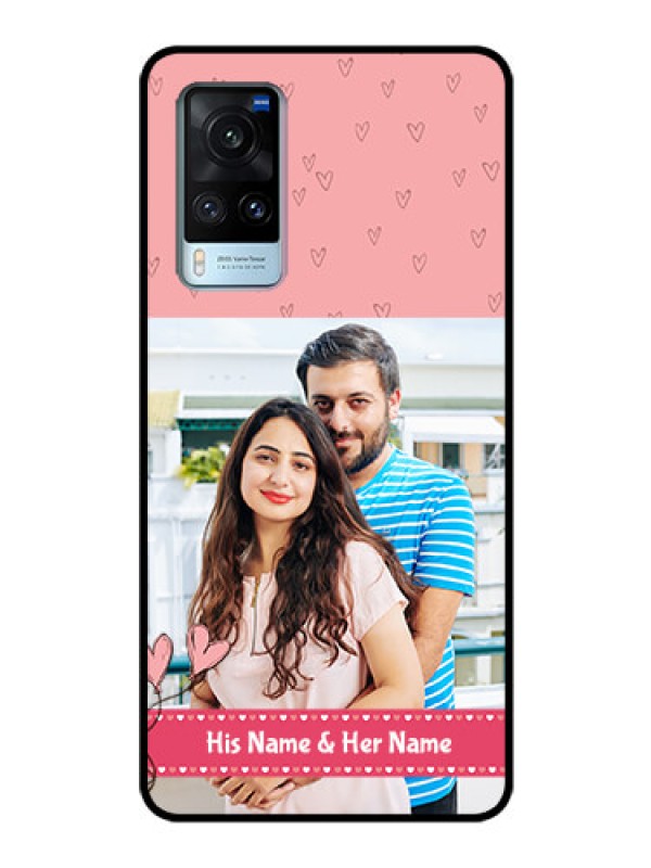 Custom Vivo X60 Personalized Glass Phone Case - Love Design Peach Color