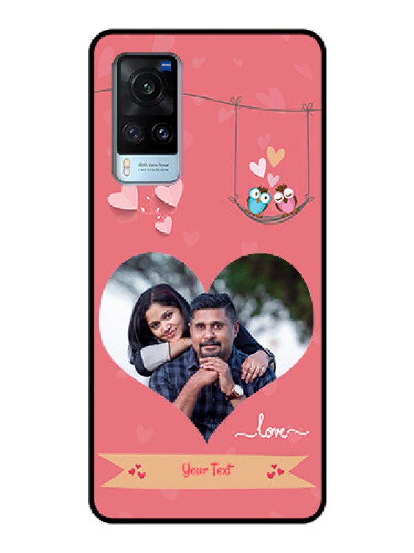 Custom Vivo X60 Personalized Glass Phone Case - Peach Color Love Design 